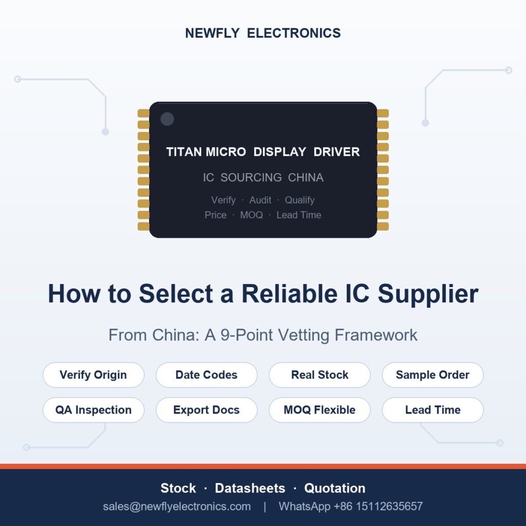How to select a reliable IC supplier from China - 9-point vetting checklist for original Titan Micro display driver ICs from Newfly Electronics