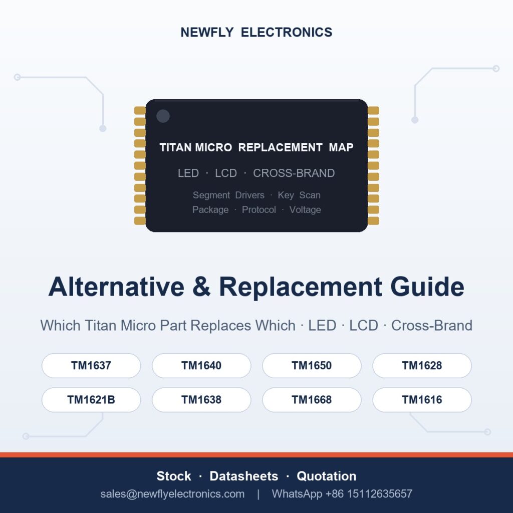 Titan Micro IC alternative and replacement guide - TM display driver cross-reference from Newfly Electronics, China supplier